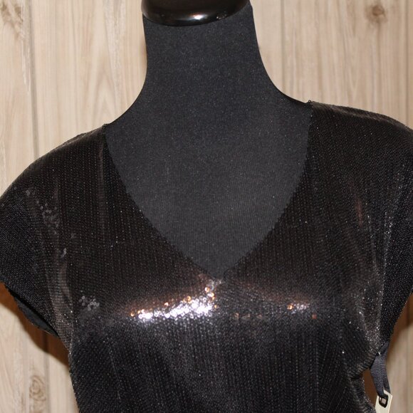 DRESS BB Dakota by Steve Madden Little Black Sequin Cocktail Size Small NWT's - Picture 3 of 15